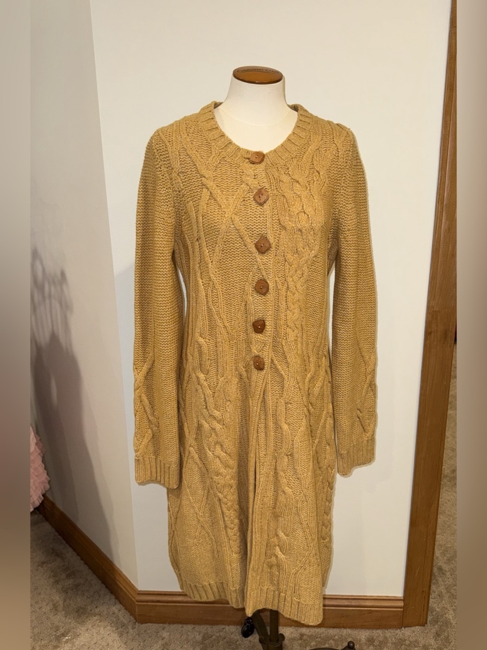Anthropologie Cable Long Cardigan Cable Knit Cardigan in Yellow NWT
